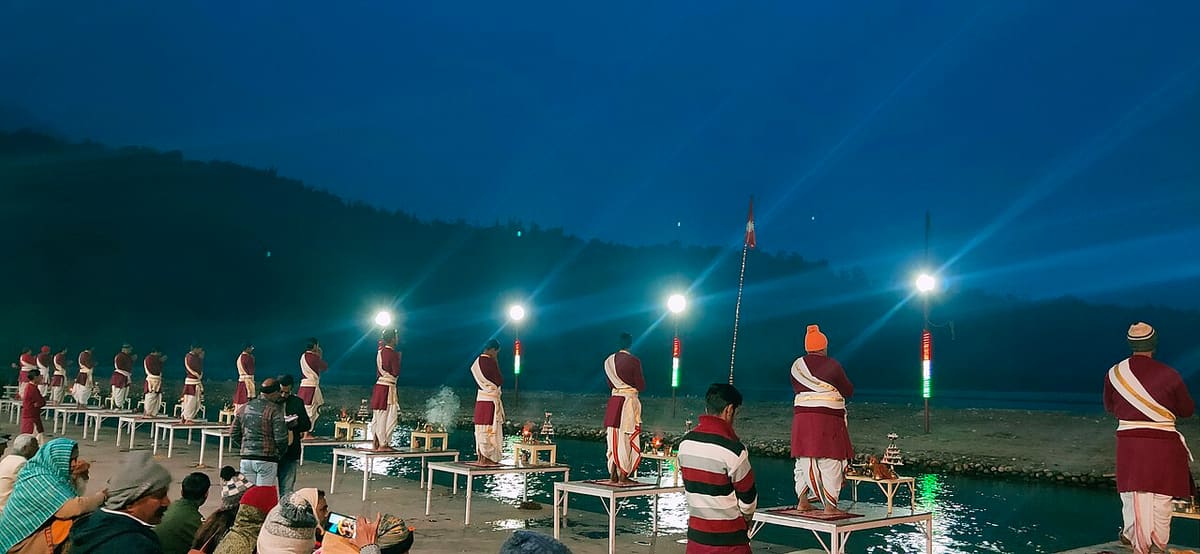 Sunset on the Triveni Ghat